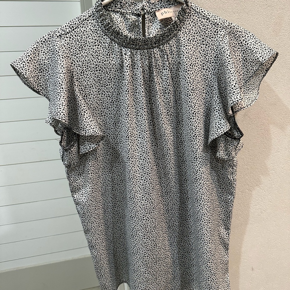 Polka Dot Ruffle Sleeve Top